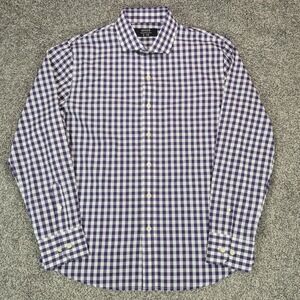 Under 5'10 Shirt Mens Small Purple Gingham Check Long Sleeve Cotton